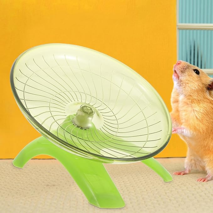 Ipetboom Quiet Running Wheel for Hamsters Chinchilla Gerbil Large Round Saucer Wheel Base for Small Pets Cage Toy