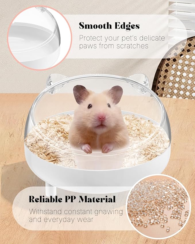 Pawfly Hamster Sand Bath Container, Hamster Sand Bath Box, Hamster Bathtub, Hamster Bathroom, Hamster Toilet, Plastic Dust Bath for Dwarf Hamsters, Syrian Hamster, Mice, Gerbils & Small Animal, White