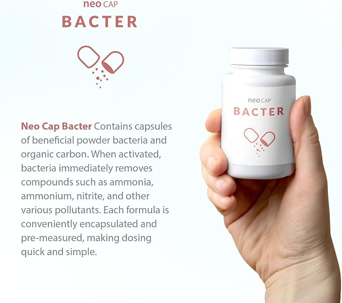 Aquario Neo Cap - Water Conditioner for Aquarium Tank - Enhances Biological Filtration, Improves Water Quality, Safe for Freshwater & Saltwater - Bacter, 20 Capsules