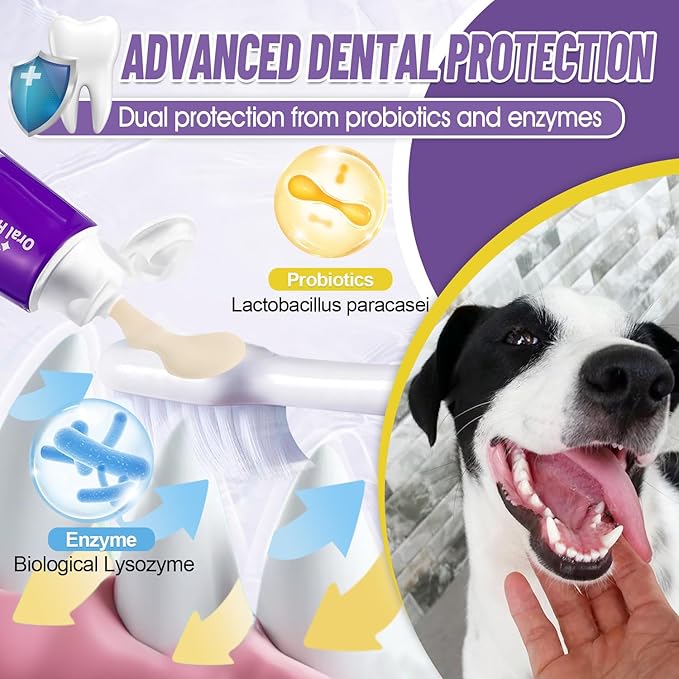 Natural Coconut Oil Dog & Cat Toothpaste for Fresh Breath & Daily Oral Care, Enzymatic Probiotic Formula with Vitamin B, Helps Reduce Plaque & Tartar, Safe to Swallow, Coconut Chicken Flavor, 3.52oz