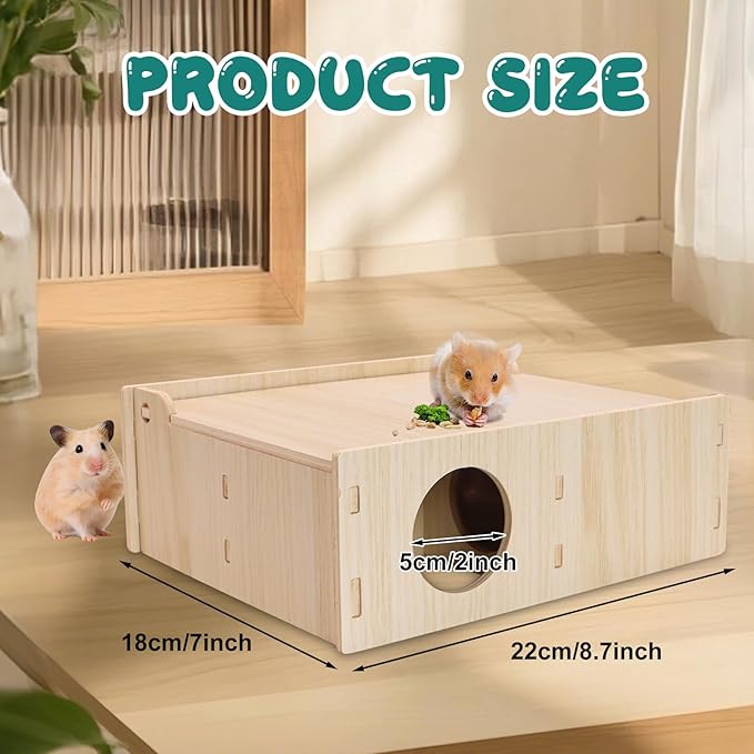 Hamster and Mouse Wooden Tunnel Cage Secret Peep Shed Chamber Hideout & Tunnel Exploring Toys