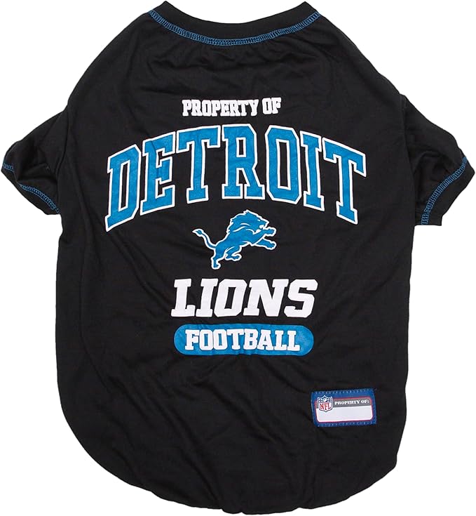 NFL Detroit Lions Dog T-Shirt for Pets, Size Large. Officially Licensed Pet Shirt with Team Logo, Soft Stretchable Comfort Fit Apparel for Dogs & Cats