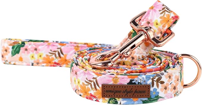 Unique style paws Cartoon Dog Leash with Soft & Comfortabel Handle Multipurpose Spring Summer Flower Puppy Leashes for Small Medium Large Boys Girls Dogs and Cats Large Dogs