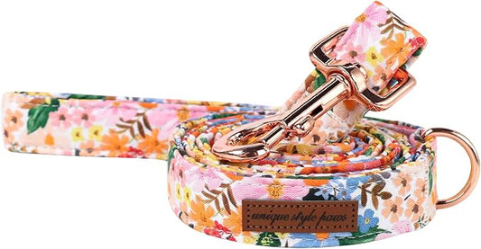 Unique style paws Cartoon Dog Leash with Soft & Comfortabel Handle Multipurpose Spring Summer Flower Puppy Leashes for Small Medium Large Boys Girls Dogs and Cats Large Dogs