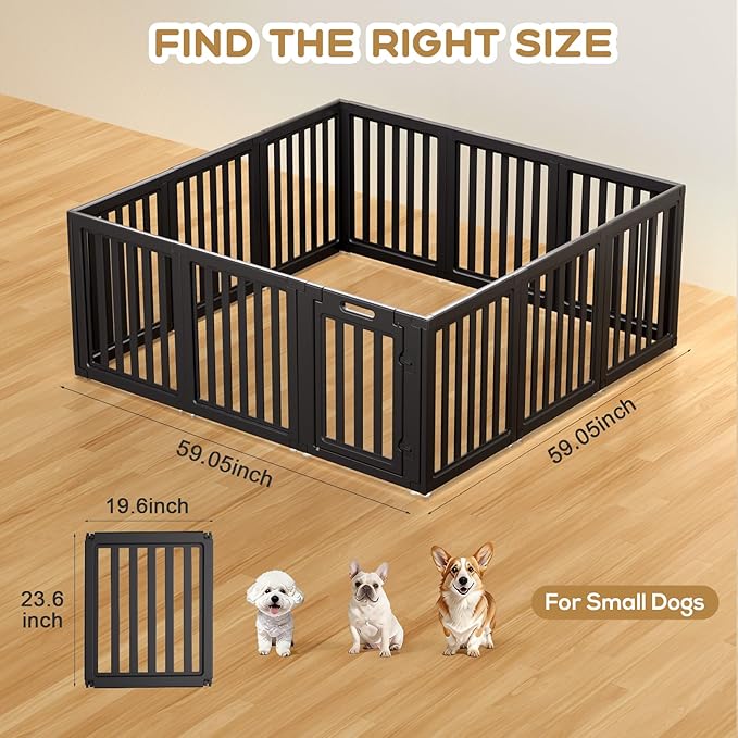 Dog Playpen, Clear Dog Pen, Dog Pen Indoor, Easy to Install and Remove Dog Play Pen, Puppy Playpen Suitable for Dogs, Cats,Dog Playpen Indoor (Black, 23.6 inch Height, 12 Panels)