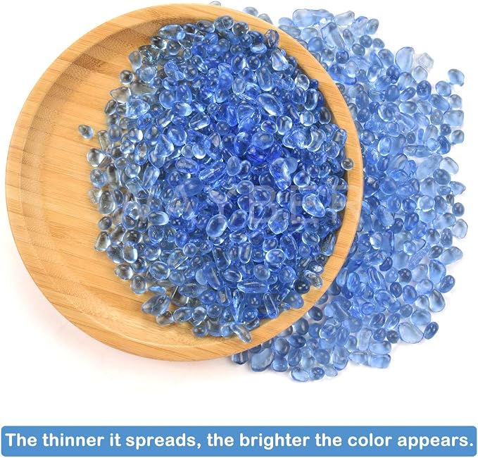WAYBER 1 Lb Tumbled Sea Glass Pebbles Decorative Glass Stones, Light-Blue | Vivid Long-Lasting Hues, Lustrous Polished Finish, Non-Toxic Material, Ideal for DIY Crafts & Home Decorations