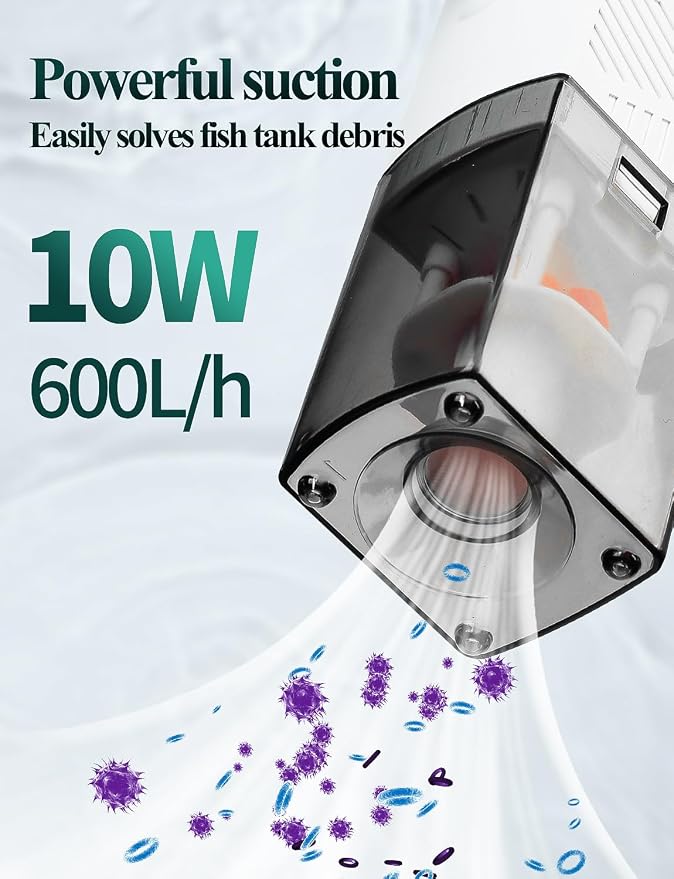 Aquarium Internal Filter, 4 in 1 Fish Tank Filters Pump Sponge Filter Ultra Silent Adjustable Submersible Power Filter for Fish Tanks 5-30 Gallon, 160 GPH, 10W