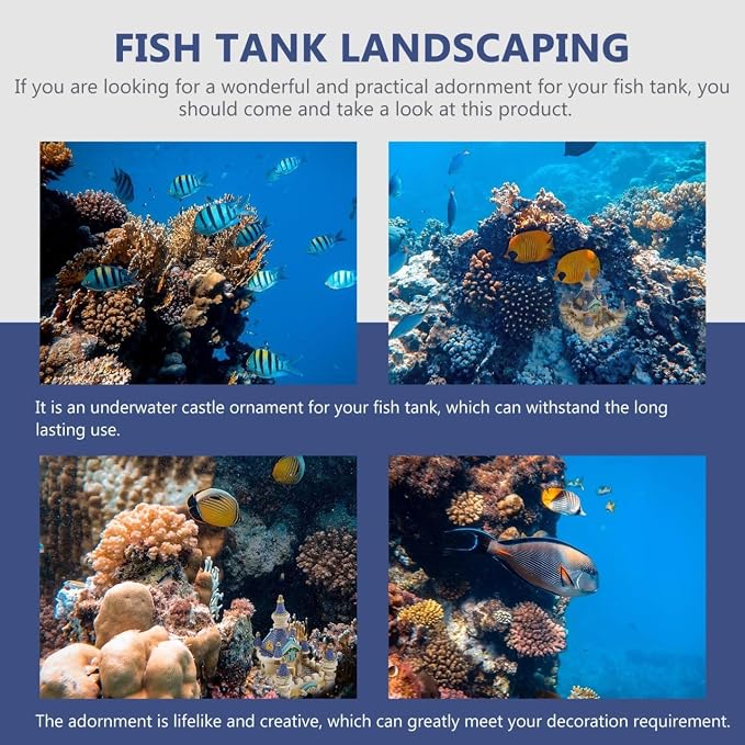 Balacoo Fish Tank Castle Decor Aquarium Castle Adornment | Aquarium Underwater Castle Ornament Resin Aquarium Adornment 5.70 X 4.33 X 4.33 in Hideout for Betta Fish and Tropical