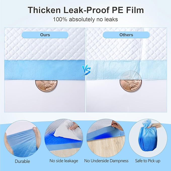 iweepet Upgraded XXXXL 31 X47 40 Counts Thicken Super Absorbent & Leak-Proof 6 Layers Puppy Pads , Disposable Potty Pads Dog Pee Pads Extra Large for Puppy, Surgery, Older, Cats, Rabbits