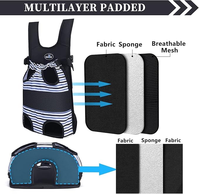 Wakytu Pet Carrier Backpack, Pet Front Dog Carrier Backpacks, Adjustable Pet Front Cat Dog Carrier Backpack Travel Bag, Legs Out, Easy-Fit for Traveling Hiking Camping for Small Cats Dogs