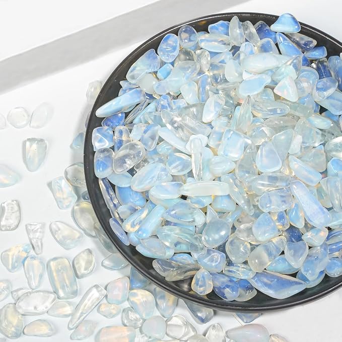Erliway 100g Natural Opal Crystal Chips 7-9mm Tumbled Stones | Small Crushed Crystal Stone, Polished Crystals Chips for Fish Tank, Healing Tumbled Rocks for Reiki Jewelry Making Home Décor