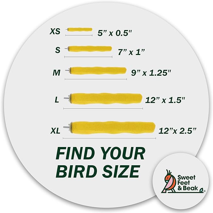 Sweet Feet and Beak Comfort Grip Safety Perch for Bird Cages - Pedicure Perch for Birds to Keep Nails and Beaks in Top Condition - Safe Easy to Install Bird Cage Accessories Small 6.5" - Green