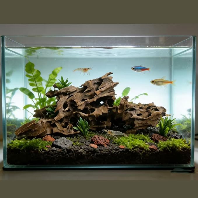 4 Pcs Natural Aquarium Driftwood Shrimp Wood, 3.94-5.91" (10-15cm) Assorted Branches & Trunk, Terrarium Ornament & Habitat Decor for Fish, Shrimp and Reptiles