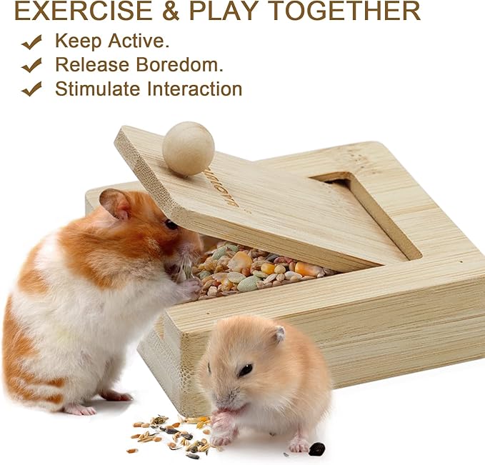 ZALALOVA 3 Pcs Guinea Pig Toys Hamster Enrichment Foraging Toys, Bamboo Interactive Hide Treats for Small Animals Pet Foraging Game Educational Toys for Rabbit Chinchilla Bunny