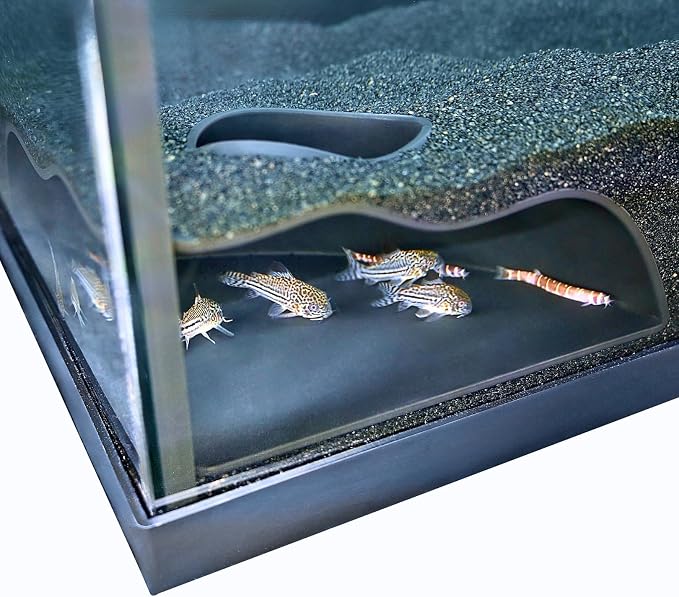 Aquarium Underground Corner Cave Natural Curve | Viewing Fish & Shrimp Under Gravel Tunnel | Fish Tank Decor Decoration Hideout Perfect for Corydora Catfish, Kuhli Loach, Pleco