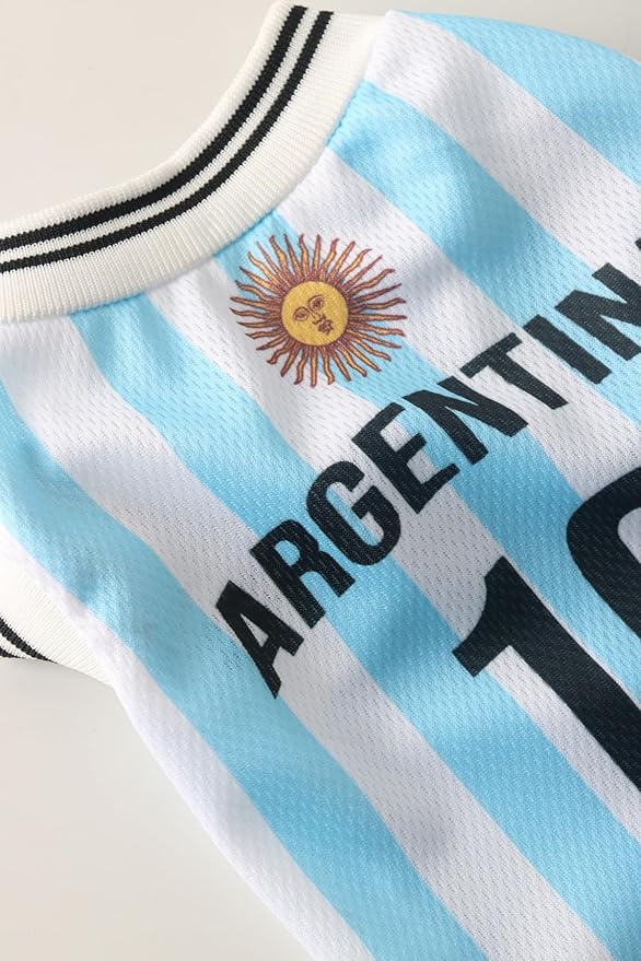 DroolingDog Pet Dog Jersey Costume, Summer Cooling Mesh Fabric, Soccer Sportswear Team Jersey, Lightweight Football Casual Clothes for Small Dogs, Argentina, Medium