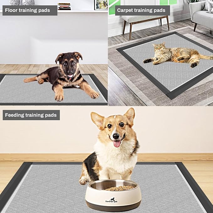 Charcoal Puppy Pads 28x34 Inches Extra Large Dog Pee Pads Odor-Control & Leak-Proof Disposable Pet Training Edge-Wrapping Thicken Potty Pad for Dogs, Cats, Rabbits (90 Pieces)