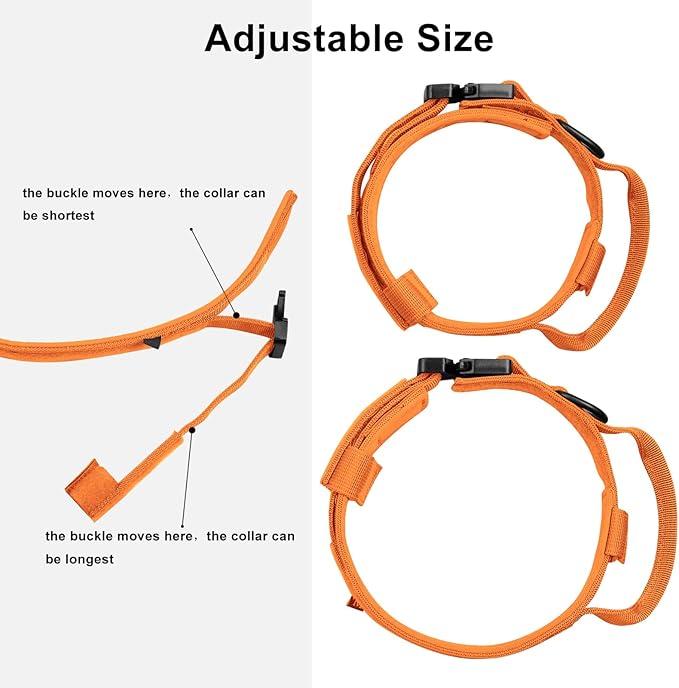 DAGANXI Tactical Dog Collar, Adjustable Military Training Nylon Dog Collar with Control Handle and Heavy Metal Buckle for Medium and Large Dogs, with Patches and Airtags Case (Orange, L)