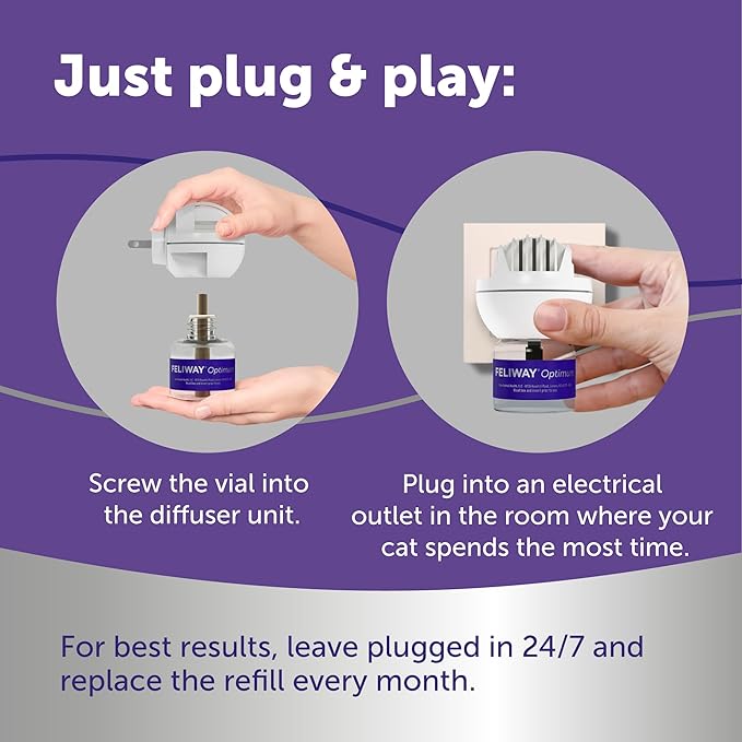 FELIWAY Optimum Cat, Enhanced Calming Pheromone Diffuser: 1 Diffuser & 2 Refills (60 Days)