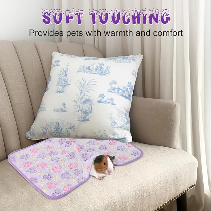 YUEPET Waterproof Guinea Pig Blankets Washable 6 Pack Small Animal Fleece Cage Liners Pet Soft Sleep Mat Pad Cover Warm Flannel Throw for Hamster Guinea Pig Rabbit Chinchilla Hedgehog Ferret 30"×16"