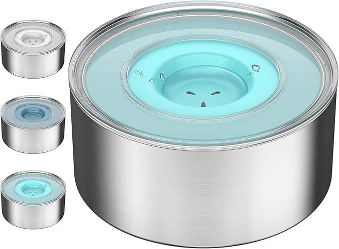1Gallon Slobber Stopper Water Bowl for Dogs, US Patented Splash-Proof Paws Lid, 18/8 Stainless Steel, Anti-Slip Base, No Spill for Messy Large Medium Dogs, Ear Protection for Floppy-Eared Breeds