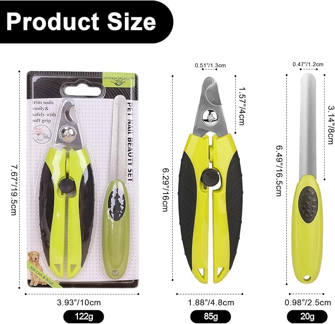 Green Dog Nail Clipper&File Set Plier Style Dog Claw Clippers with Safety Guard Heavy-Duty Dog Toenail Clippers Professional Pet Nail Trimmers for Small Medium Large Dogs and Cats