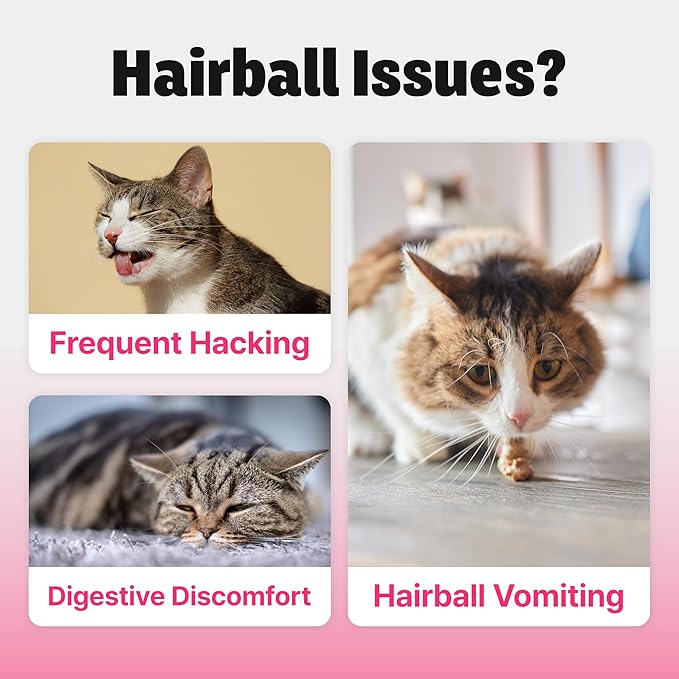 Cat Hairball Treatment – Lickable Supplement with Natural Fiber for Hairball Relief – Supports Digestion & Furball Control, Hairball Remedy – Daily for Cats, Chicken Flavor with Goat Milk, 30 Tubes