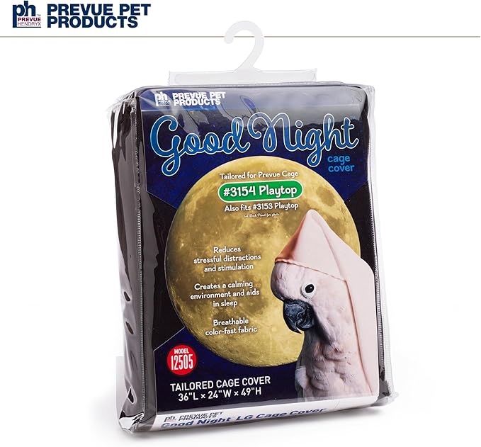Prevue Pet Products Large Bird Cage Cover - Good Night Cage Cover, Bird Accessories, Blocks Light, Breathable Nylon Fabric, Fits a Variety of Cage Sizes - Black, Size Large