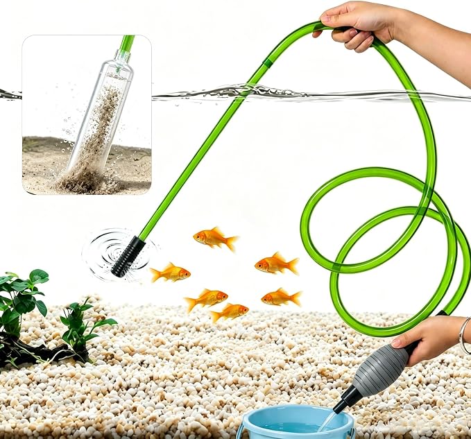 Aquarium Gravel Cleaner, 3-in-1 Tank Vacuum Siphon Water Changer | 71 Inch Aquarium Siphon Hose, Manual Fish Tank Cleaner, Quickly Remove Fish Manure and Water, Ideal for Indoor & Outdoor Use