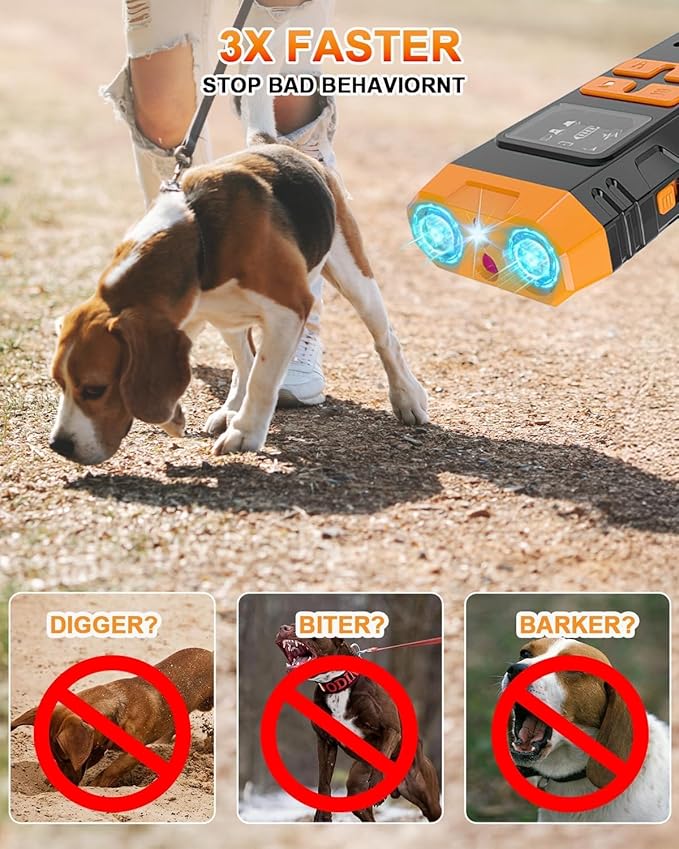 2026 Upgraded Anti Barking Device for Dogs, Ultrasonic Dog Bark Deterrent, Dog Bark Deterrent Devices, Best Anti-Barking Device, 4 Modes & LED Light & LCD Screen Portable Indoor & Outdoor