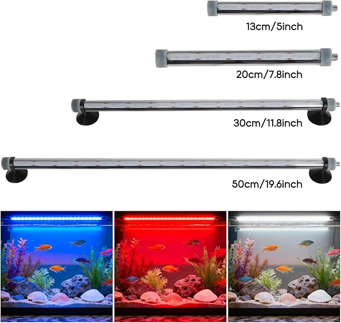 Submersible Aquarium Light for Fish Tank: Full Spectrum Underwater Fish Tank Light with Dimming 8 Colors - COB LED Aquarium Lights with Remote and Suction for 7.8 Inch Saltwater Freshwater Tanks