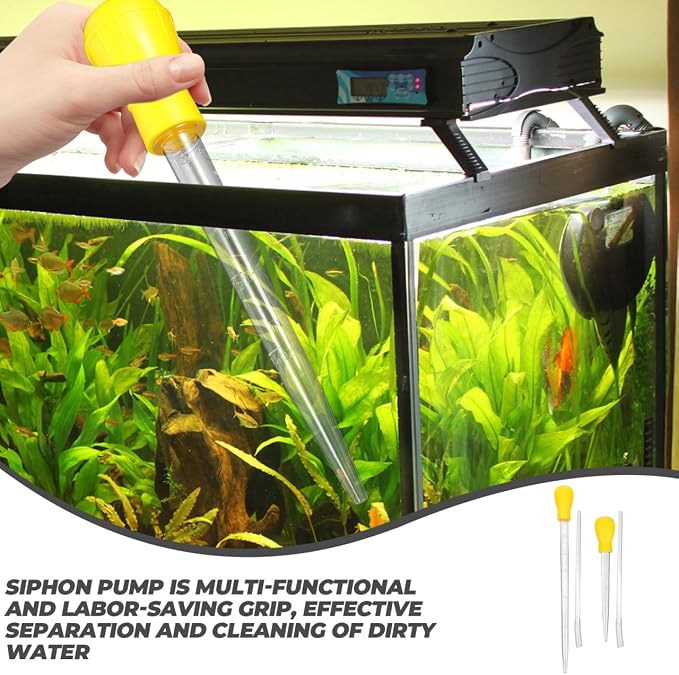 ULTECHNOVO Fish Tank Siphon Pump 2 Pack Hand Siphon Pump Aquarium Vacuum Water Changer with Extension Tubes for Water Removal Cleaning and Easy Fish Tank Maintenance