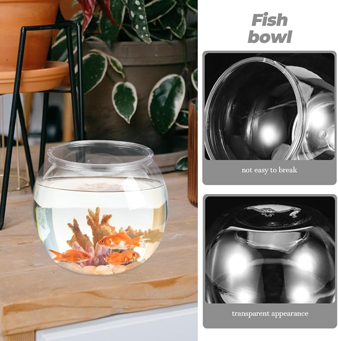 VICASKY Fish Bowl Goldfish Tank Round Bowls Large Small - Transparent Aquarium Terrarium Hydroponic Planter for Centerpieces Decor Desktop Fishbowl Unbreakable Transparent Pet Round Fish Tank Decor