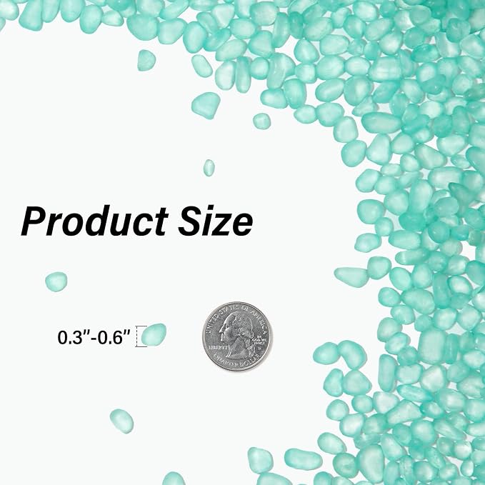 QEQEKAKA Sea Glass Stones for Crafts 0.5LB Mint Green Pebbles Gemstone Bulk | Small Glass Stones for Beaching Wedding DIY Decor Aquarium Turtle Tank Vase Filler (187g/6.6oz)