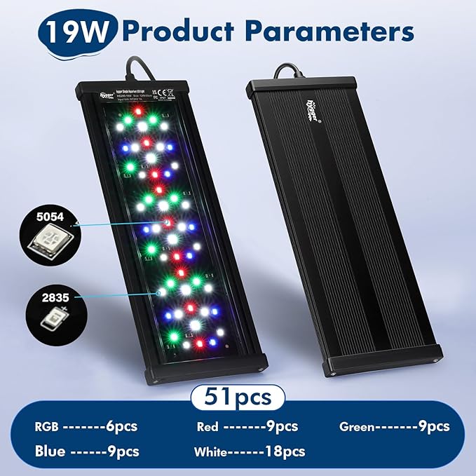 hygger Auto On Off Aquarium LED Light, 4 Mode Lighting Full Spectrum Fish Tank Light 24/7 Timer Colorful Fish/Sun/Nightlight/WRGB Cycle for Freshwater