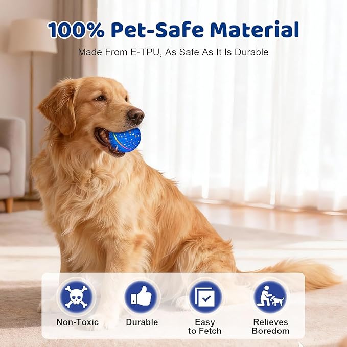 Interactive Dog Toys Dog Ball – 3 Play Modes Smart Moving Bouncing Dogs Ball, E-TPU with RGB Lights, Automatic Rolling Dog Toy for Small Medium Dogs to Keep Them Busy and Boredom Relief (Blue)