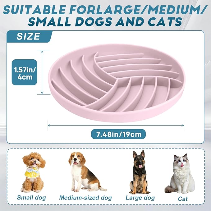 Silicone Slow Feeder Bowls for Dogs and Cats - Wet Food, Suction Cups, Interactive, Reduces Boredom, Anxiety, Anti-Choking, Non-Slip Design (Pink & Blue)
