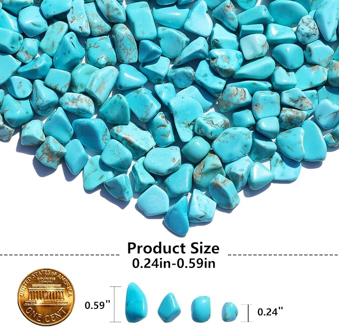 QYGL Crystal Stone - 0.9LB Howlite Turquoise Crystal Chips Bulk | Decorative Tumbled Gemstones for Fish Tank Gravel, Vase Filler, DIY Crafts, Plant Pots & Home Decor