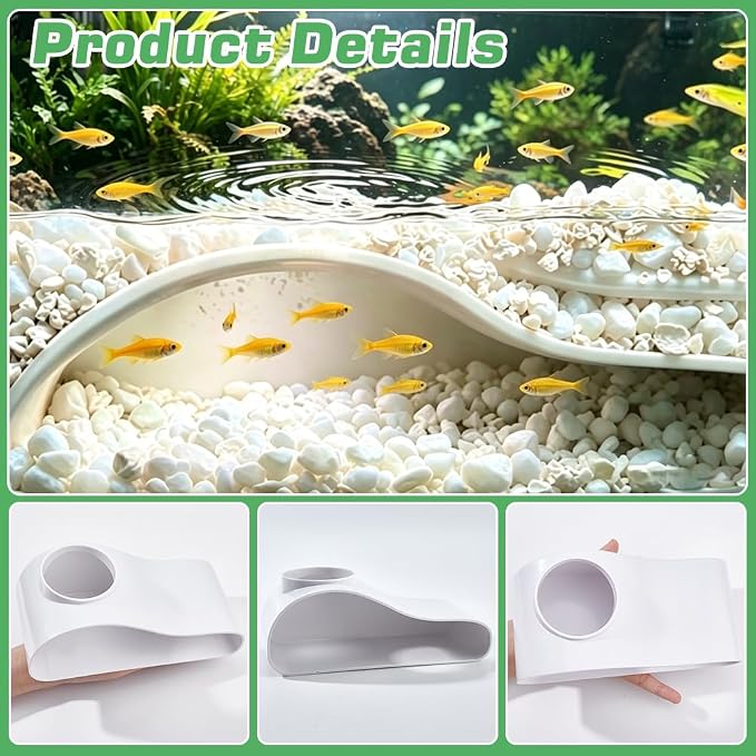 WADORN Aquarium Underground Tunnel Cave Plastic Under Gravel Tunnel Decor Sigle Hole Fish Tank Hideout Decor for Betta Fish Shrimp Corydoras Clown Loach Pleco Underwater Landscape, White