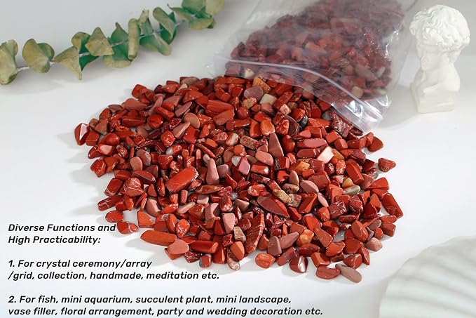 250G Red Jasper Crystals Polished Rocks 0.28-0.35" Tumbled Stones Chips Stone Crushed Crystal Natural Quartz Gem Gravel Home Decoration Aquarium Tank Succulent Plants Vase Filler Landscape Ornament