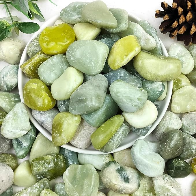 10lbs Jade River Rocks, 1-2 Inch Natural Pebbles for Indoor Plants, High Polished Decorative Stones Vase Filler Fish Tank Aquariums Landscaping Garden Outdoor and Indoor DIY