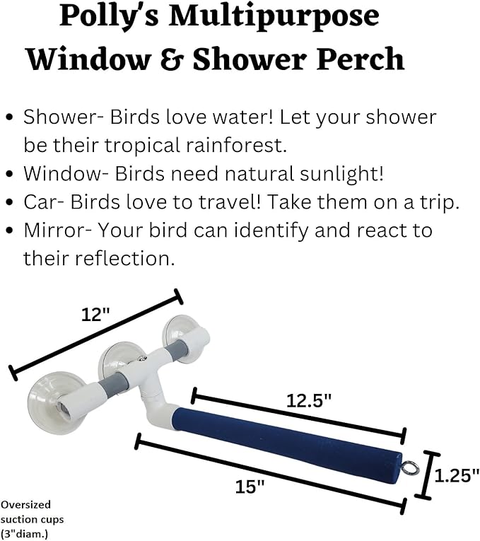 Polly's Sandy Window and Shower Bird Perch, Large