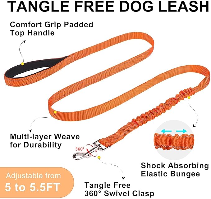 BEAUTYZOO No Pull Dog Harness Medium Sized Dog, Breathable Mesh Padded Dog Harness and Leash Set, Adjustable Reflective Escape Proof Dog Vest Harnessss Quick Fit for Training Walking, Orange M
