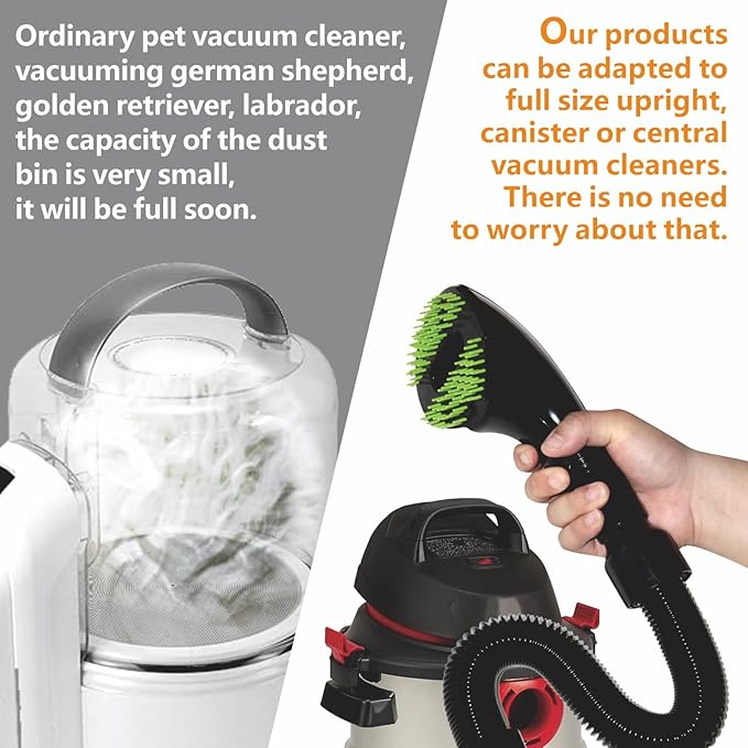 Pet Vacuum Grooming Comb Brush Hair Remover Shedding Deshedding Attachment Tool Kit for Dogs and Cats (black)