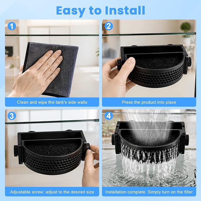 Aquarium Filter Baffle, Slow Flow Design, Fish Tank Flow Controller with 3 Suction Cups and 3 Sponge for Betta Fish Shrimp Tanks