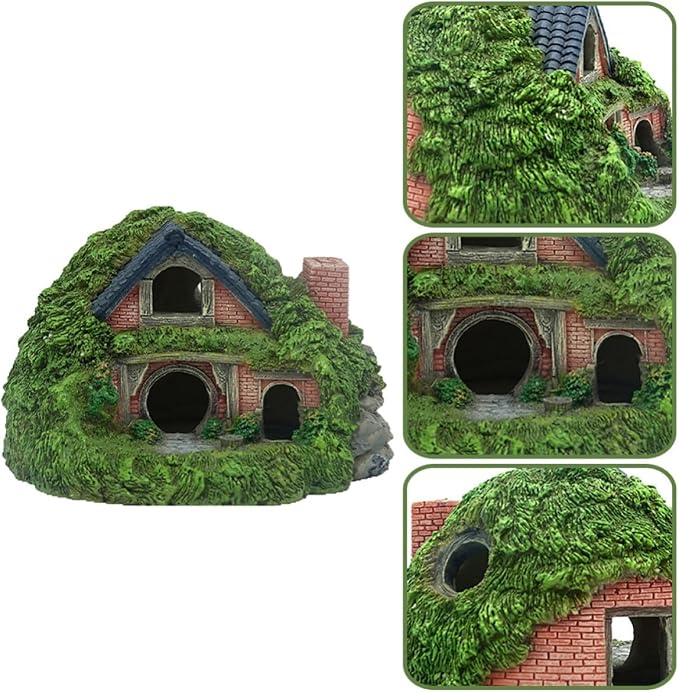 Toddmomy Small Resin Aquarium House Cave Fish Hideout Ornament | Roman Column Ruins Design, Emerald Castle Charm, Secure Refuge Hiding and Swimming Spaces, Easy Installation