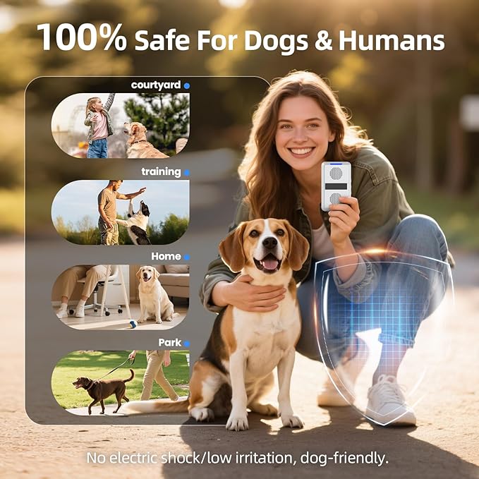 Anti Barking Device for Dogs, Ultrasonic Dog Bark Deterrent Devices, Type-C Rechargeable Behavior Corrector with Adjustable 30 FT Range & Frequency Dog Bark Box for Indoor & Outdoor Use