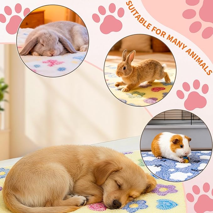 PETKNOWS 6PCS Guinea Pig Fleece Blankets, Washable Small Animal Fleece Bedding Cage Liners Absorbent Pet Pee Pad Sleep Mat Pad Cover for Hamster Ferret Rabbit Chinchilla Hedgehog