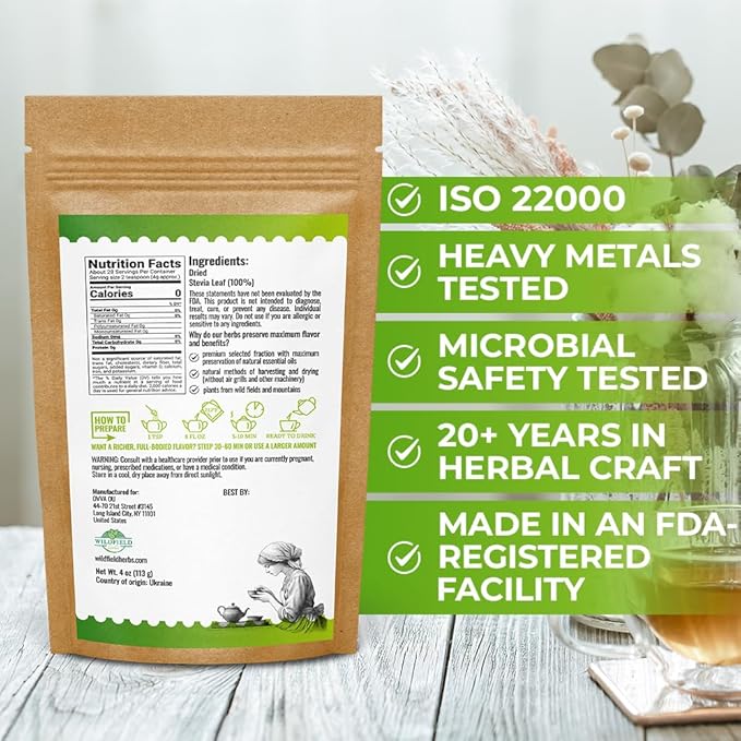 4 oz. Dried Stevia Leaves Herbal Tea (Stevia Rebaudiana) - 113g Leaf Leaves Herb Tea Estevia