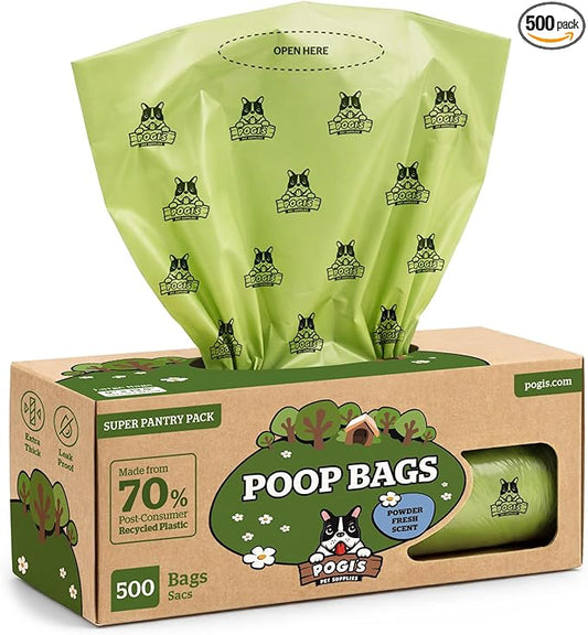 Pogi's Poop Bags – Large, Leak-Proof Dog Waste Bags for Yard or Home Use, Fresh Scent (Single Roll, 500-Count)